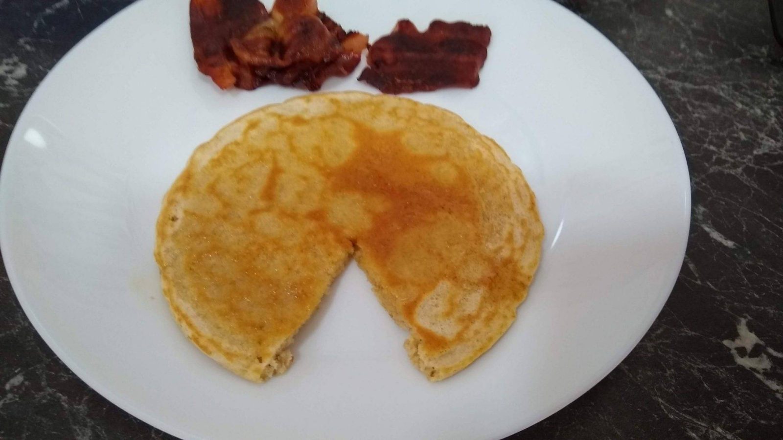 Gluten Free Oat Flour Pancakes served with bacon