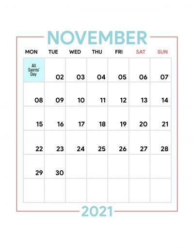 Holidays Observed in Spain - November 2021